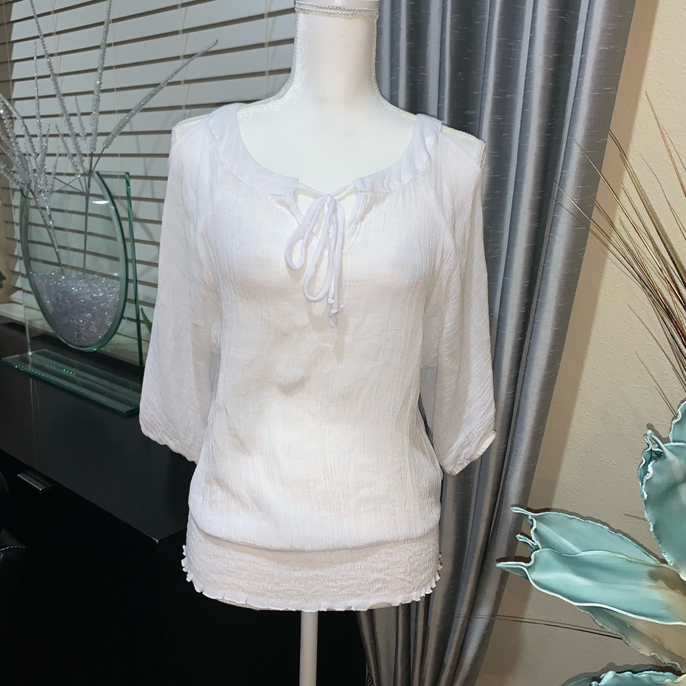 BCX white cotton summer blouse